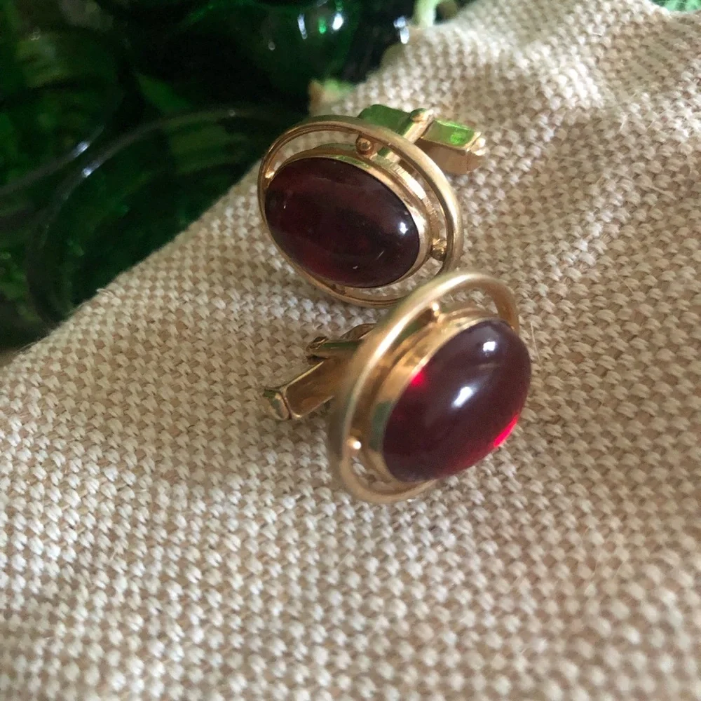 Vintage Red & Gold Cufflinks